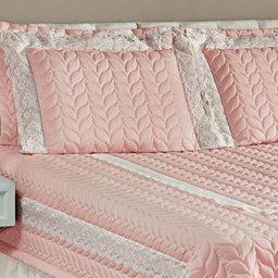 Colcha Queen Romantica Micropercal 200 Fios 5 Peças - Rose - 2