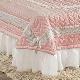 Colcha Queen Romantica Micropercal 200 Fios 5 Peças - Rose - 3