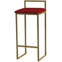 Ver imagem 1 de Banqueta Alta Estofada Suede Pietra Base Dourada House:vermelho
