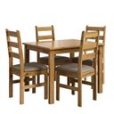 Ver imagem 3 de Conjunto Sala de Jantar Mesa 100cm e 4 Cadeiras Estofadas 100% Madeira Maciça Serena Nogueira