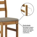 Ver mais imagens de Conjunto Sala de Jantar Mesa 100cm e 4 Cadeiras Estofadas 100% Madeira Maciça Serena Espresso Móveis