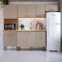 Ver imagem 1 de Cozinha Modulada Compacta Fidelitá Mariana 4 Peças 240cm 12 Portas 2 Gavetas sem Tampo Freijó/