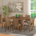 Ver imagem 1 de Conjunto Sala de Jantar Madesa Clarice Mesa Tampo de Madeira com 8 Cadeiras Rustic/pérola Cor:rustic