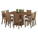 Ver imagem 2 de Conjunto Sala de Jantar Madesa Clarice Mesa Tampo de Madeira com 8 Cadeiras Rustic/pérola Cor:rustic