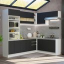 Ver imagem 1 de Armário de Cozinha Completa de Canto 419cm Branco/Preto Glamy Madesa 01