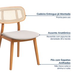 Kit 2 Cadeiras Madeira Maciça Liz CabeCasa MadeiraMadeira Mel/Bege - 5