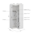 Ver imagem 3 de Guarda Roupa de Canto Reto Planejado com 3 Prateleiras 2 Gavetas Hera CabeCasa MadeiraOriginals Branco/Algodão