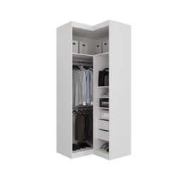 Guarda Roupa de Canto Reto Modular com 3 Prateleiras 2 Gavetas Hera CabeCasa MadeiraMadeira - 15