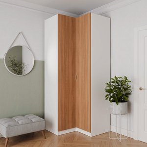 Guarda Roupa de Canto Reto Modular com 3 Prateleiras 2 Gavetas Hera CabeCasa MadeiraOriginals