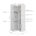 Ver imagem 3 de Guarda Roupa de Canto Reto Planejado com 3 Prateleiras 2 Gavetas Hera CabeCasa MadeiraOriginals Branco/Algodão/Louro