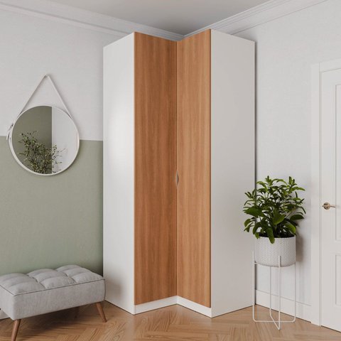 Guarda Roupa de Canto Reto Modular com 3 Prateleiras 2 Gavetas Hera CabeCasa MadeiraOriginals