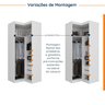 Guarda Roupa de Canto Reto Modular com 3 Prateleiras 2 Gavetas Hera CabeCasa MadeiraMadeira - 4