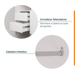 Guarda Roupa de Canto Reto Modular com 3 Prateleiras 2 Gavetas Hera CabeCasa MadeiraMadeira - 7
