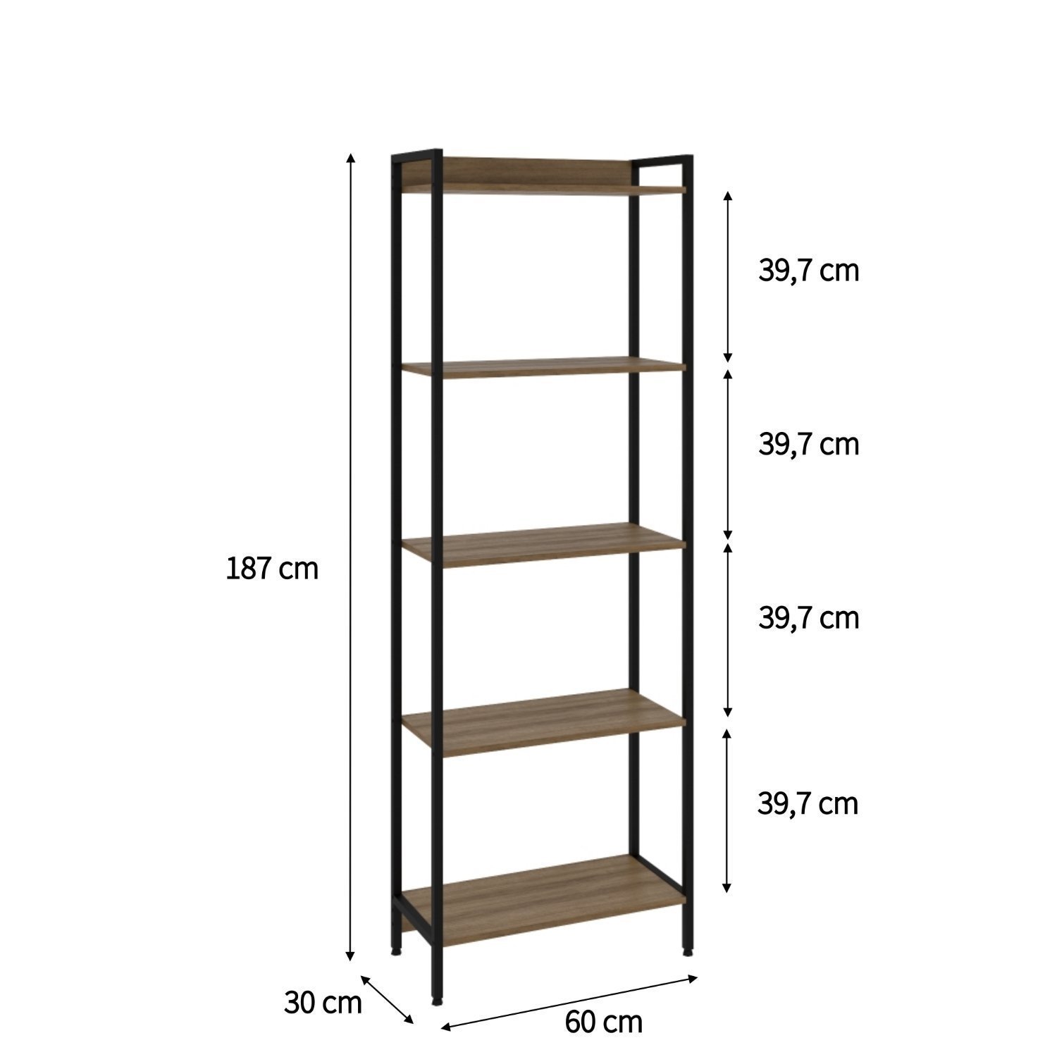 Estante para Livros Industrial Aço Multiuso 5 Prateleiras 187x60x30cm Active Yescasa - 4