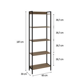 Estante de Livros Industrial 60CMX187CM Multiuso 5 Prateleiras 187CMX60CMX30CM Active Yescasa Marrom - 4 Estante de Livros Industrial 60CMX187CM Multiuso 5 Prateleiras 187CMX60CMX30CM Active Yescasa Marrom - 4