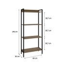 Ver imagem 4 de Estante de Livros Industrial 60CMX146CM Multiuso 4 Prateleiras Active Yescasa Marrom