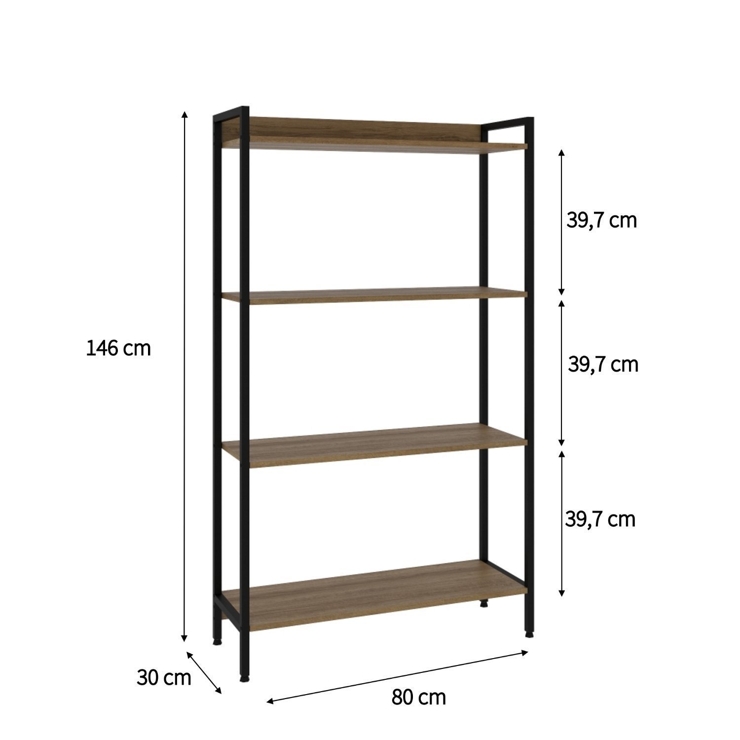 Estante para Livros Industrial Aço Multiuso 4 Prateleiras 146cmx80cm Active Yescasa - 4