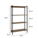Ver imagem 4 de Estante de Livros Industrial 80CMX146CM Multiuso 4 Prateleiras Active Yescasa Marrom