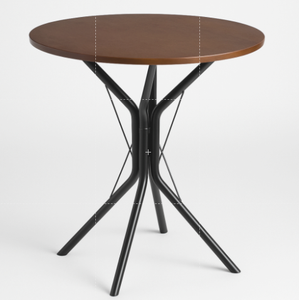 Mesa Multiuso Base de Ferro Tampo Mdf Amadeirado Redonda Bistrô Baixa