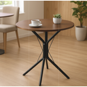 Ver imagem 2 de Mesa Multiuso Base de Ferro Tampo Mdf Amadeirado Redonda Bistrô Baixa