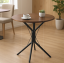 Ver imagem 2 de Mesa Multiuso Base de Ferro Tampo Mdf Amadeirado Redonda Bistrô Baixa