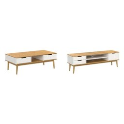 Conjunto Rack para Tv até 55 Polegadas e Mesa de Centro em Madeira Maciça Nórdica Yescasa - 2