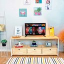 Ver imagem 1 de Rack de TV Industrial de Ferro e Madeira Style Square 3 Nichos Uno com Gaveta Natural e Branco