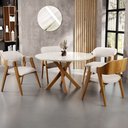 Ver imagem 1 de Mesa de Jantar Redonda Cora 120cm Off White M04 com 04 Cadeiras Living Suran Linho Cru - Lyam Lyam D