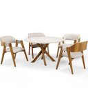Ver imagem 2 de Mesa de Jantar Redonda Cora 120cm Off White M04 com 04 Cadeiras Living Suran Linho Cru - Lyam Lyam D