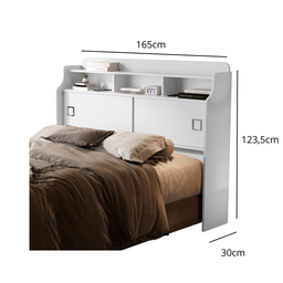 Cabeceira Box Jessica Branco para Colchão Queen 1,60 com 2 Portas Nichos e Prateleiras de Mdf - 3