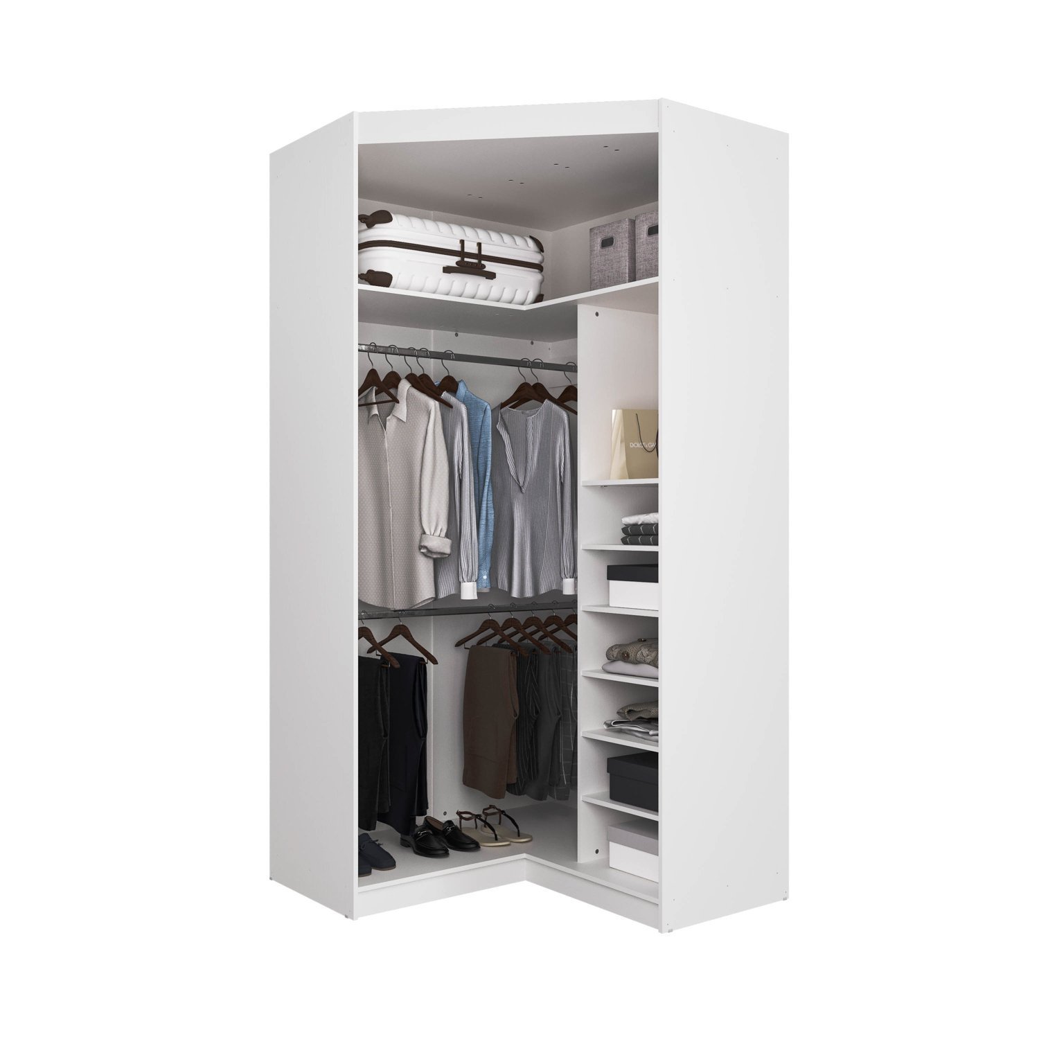 Guarda Roupa de Canto Closet Modular com 6 Prateleiras Hera Cabecasa Madeiramadeira - 14