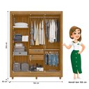 Ver imagem 4 de Guarda Roupa Solteiro Bolívia 3 Portas Deslizantes Freijó/cinza com Espelho - Moval