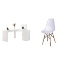 Ver imagem 2 de Conjunto Escritório 2 Peças Escrivaninha Penteadeira Star e Cadeira Eames Base de Madeira Yescasa Branco