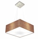Ver imagem 1 de Lustre Pendente Quadrado Vivare Md-4194 Cúpula em Tecido 12/40x40cm - Bivolt - Palha - Bivolt
