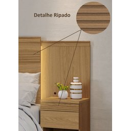 Cabeceira para Cama de Casal Extensível Casal / Queen / King com 2 mesa de Cabeceira 100% MDF Granada - 6