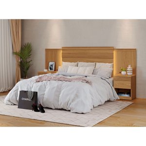 Cabeceira para Cama de Casal Extensível Casal / Queen / King com 2 mesa de Cabeceira 100% MDF Granada