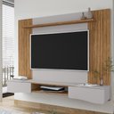 Ver imagem 1 de Painel Suspenso Buzios Sala Tv até 60 Polegadas com 2 Portas Cinamomo/off White