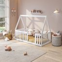 Ver imagem 1 de Mini Cama Montessoriana com Grade e Telhado Giulia Casatema MadeiraOriginals Branco