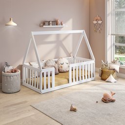 Mini Cama Montessoriana Com Grade e Telhado Giulia Casatema - 1