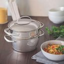 Ver imagem 2 de Cuscuzeira Cozi-vapore Allegra em Aço Inox com Fundo Triplo 16cm 2 Peças - Tramontina 65650050