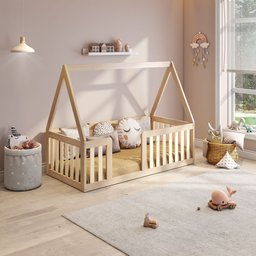 Mini Cama Montessoriana Com Grade e Telhado Giulia Casatema - 1