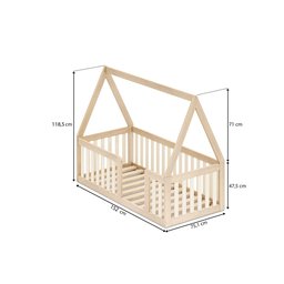 Mini Cama Montessoriana Com Grade e Telhado Giulia Casatema - 3