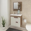 Ver imagem 2 de Gabinete de Banheiro com Cuba e Espelheira Tulipa 60cm Amendoa/off White - Mgm