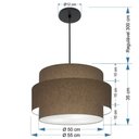 Ver imagem 2 de Lustre para Sala de Jantar Vivare Md-4395 Cúpula em Tecido 55cm Cáqui 127/220v