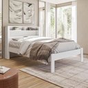 Ver imagem 5 de Cama Casal Invicta com Guarda Roupa com Espelho Italia Branco Brilho- Santos Andirá