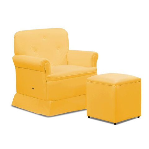 Poltrona de Amamentação Base Balanço e Puff Lígia Sintético Amarelo E03 - D’Rossi