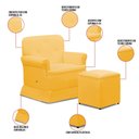 Ver imagem 3 de Poltrona de Amamentação Base Balanço e Puff Lígia Sintético Amarelo E03 - D’Rossi