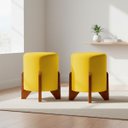 Ver imagem 1 de Puff Decorativo Eloah Redondo Assento Extra para Sala Quarto Suede Pufe com Pés de Madeira