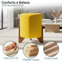 Ver imagem 2 de Puff Decorativo Eloah Redondo Assento Extra para Sala Quarto Suede Pufe com Pés de Madeira