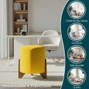 Ver imagem 4 de Puff Decorativo Eloah Redondo Assento Extra para Sala Quarto Suede Pufe com Pés de Madeira